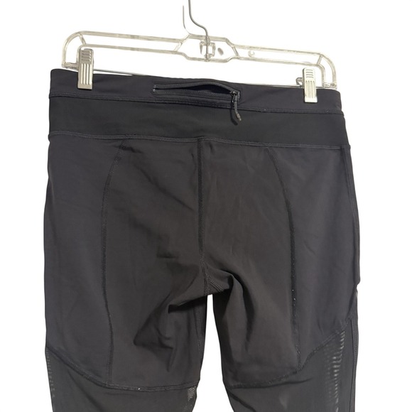 Lululemon Black Mesh Panel Crop Leggings Pants Womens Size 8 - Picture 6 of 8